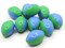 10 19mm Blue and Green Two Tone Vintage Plastic Oval Beads